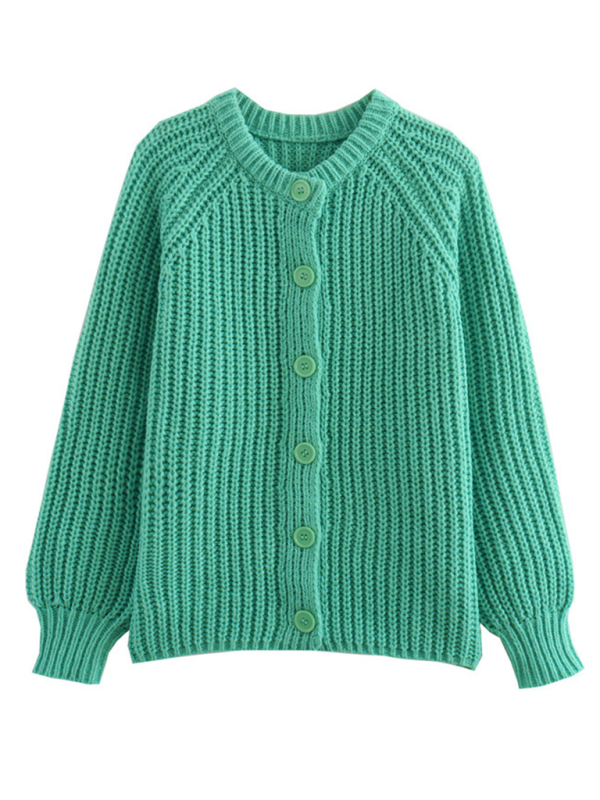 New solid color cardigan long sleeve knitted sweater jacket