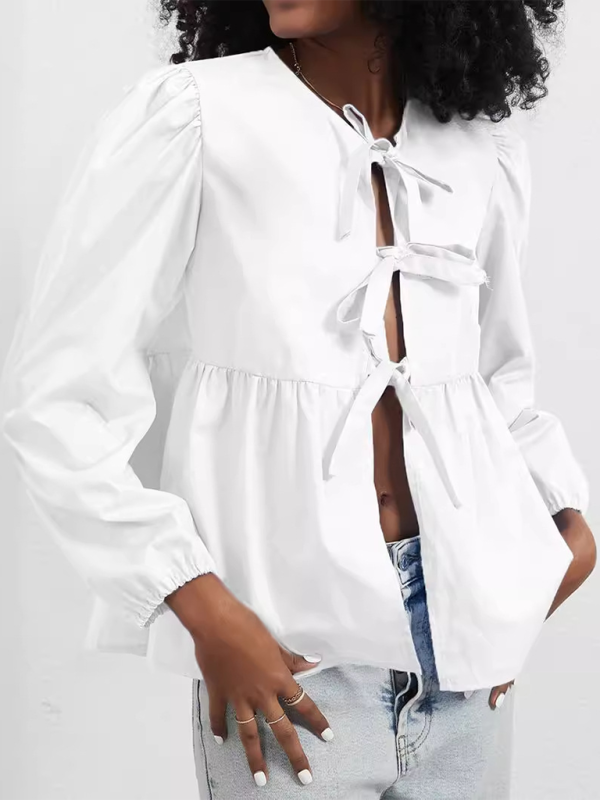 Loose Sweet Lace-Up Shirt Top