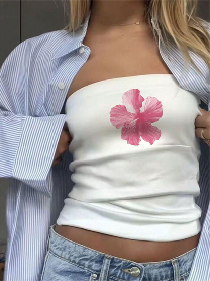 Ärmelloses Tube-Top mit personalisiertem Druck, Y2K-Top 