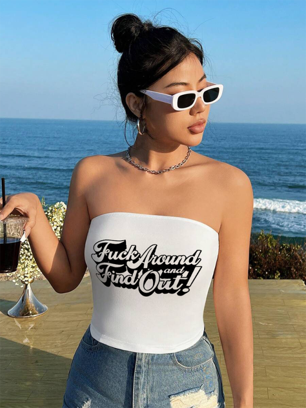 Ärmelloses Tube-Top mit Kirsch-Print Y2K Top