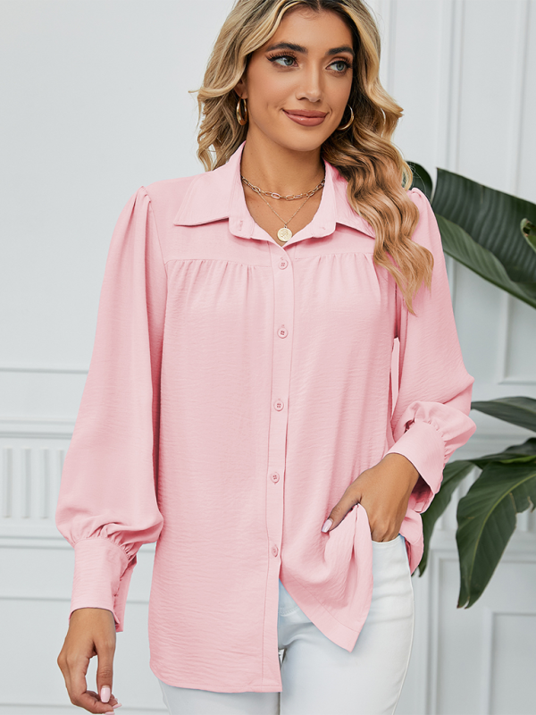 New chiffon loose long-sleeved button-down shirt top