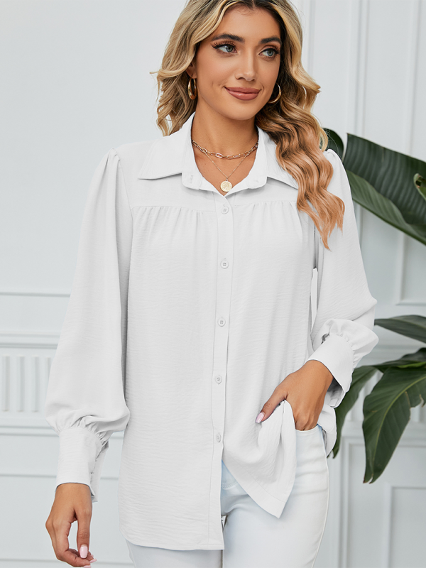 New chiffon loose long-sleeved button-down shirt top