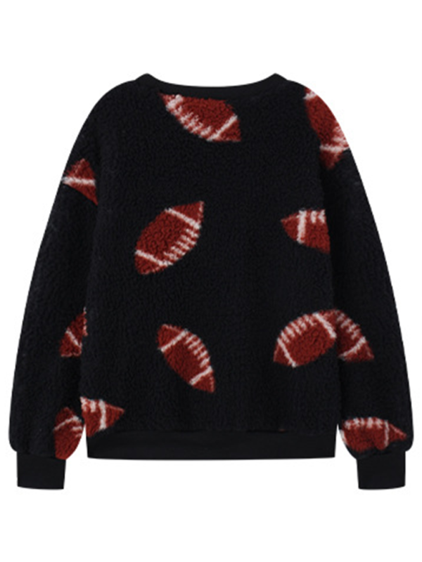 Fashion Loose Halloween Print Plush Loose Pullover Sweatshirt