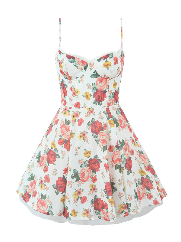 Sexy floral V-neck halter dress