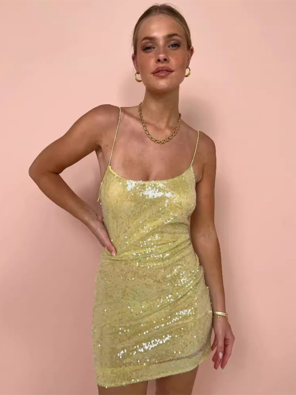 Sexy Slim Hip-hugging Sling Sequined Dress