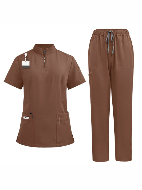 Stand collar zipper doctor nurse work uniform surgical gown surgical gown washing gown operating room straight pants solid color