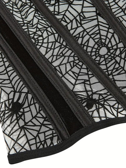 Halloween Belly Band Fish Bone Shaping Waistband Spider Flocking Printed Shaping Waistband