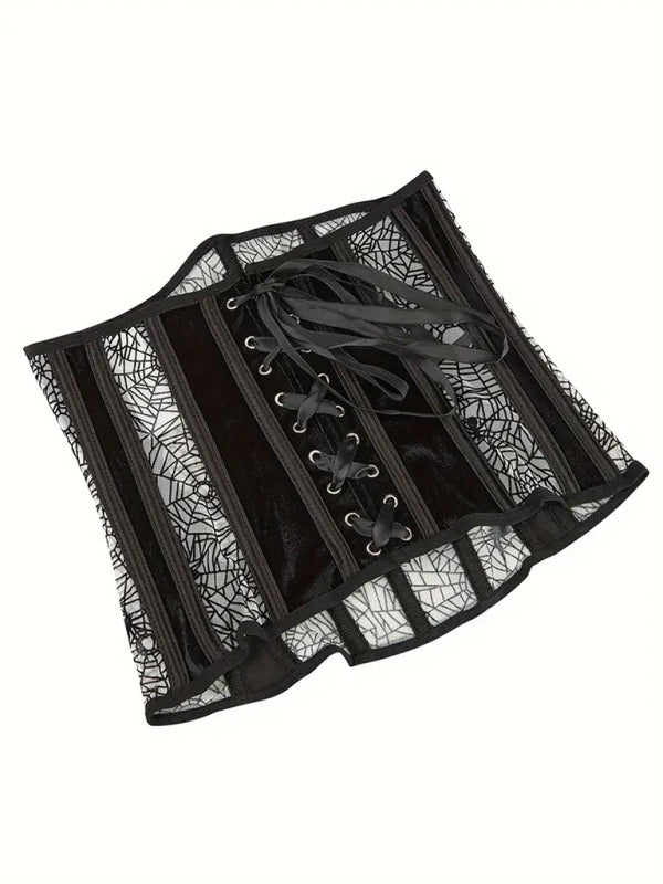 Halloween Belly Band Fish Bone Shaping Waistband Spider Flocking Printed Shaping Waistband