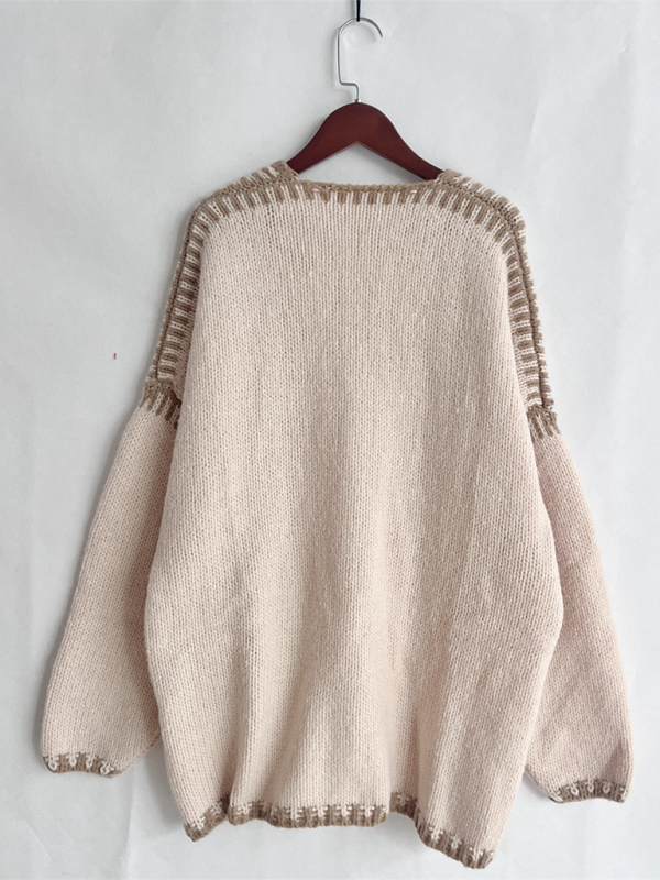 Knit Sweater Jacket Solid Color Loose Cardigan