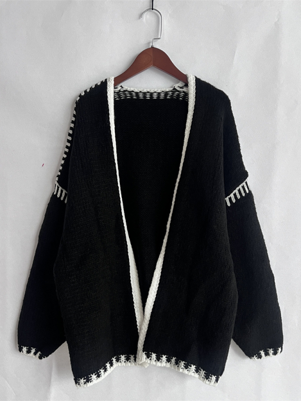 Knit Sweater Jacket Solid Color Loose Cardigan