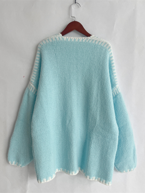 Knit Sweater Jacket Solid Color Loose Cardigan