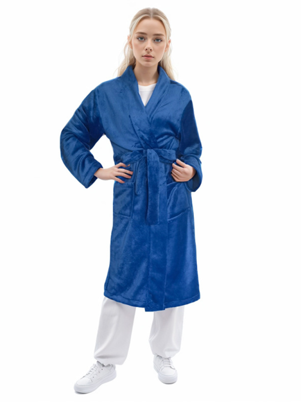 V-neck robe homewear simple leisure home pajamas robe