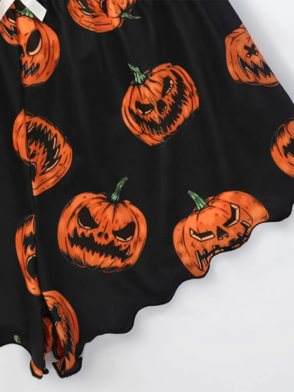 Halloween Pumpkin Print Sleeveless Camisole Top Shorts Homewear Pajama Set