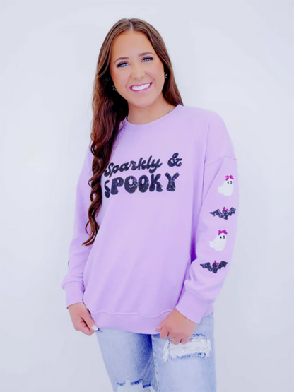 Halloween Skeleton Man Sequin Top Long Sleeve Pullover Sweatshirt