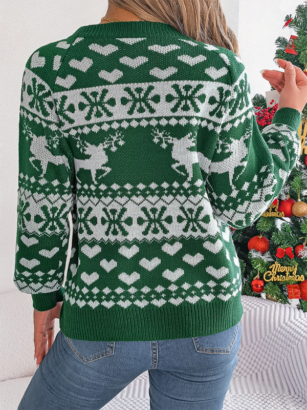 Christmas Deer Pattern Long Sleeve Pullover