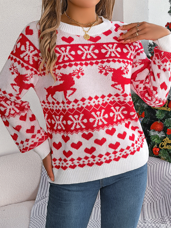 Christmas Deer Pattern Long Sleeve Pullover