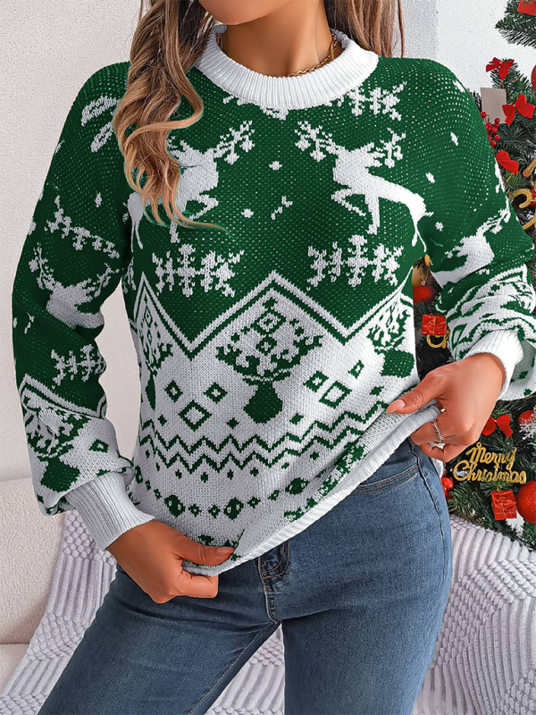 Casual Deer Pattern Long Sleeve Pullover Christmas