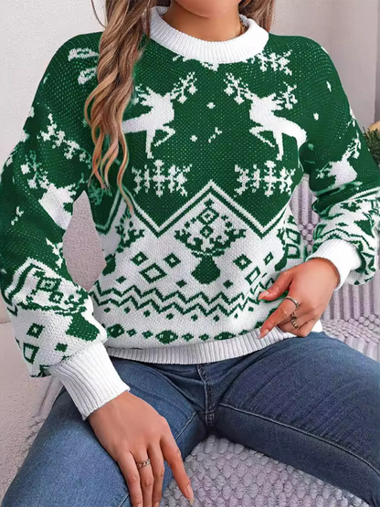 Casual Deer Pattern Long Sleeve Pullover Christmas