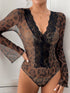 Leopard print mesh bodysuit with trumpet sleeves