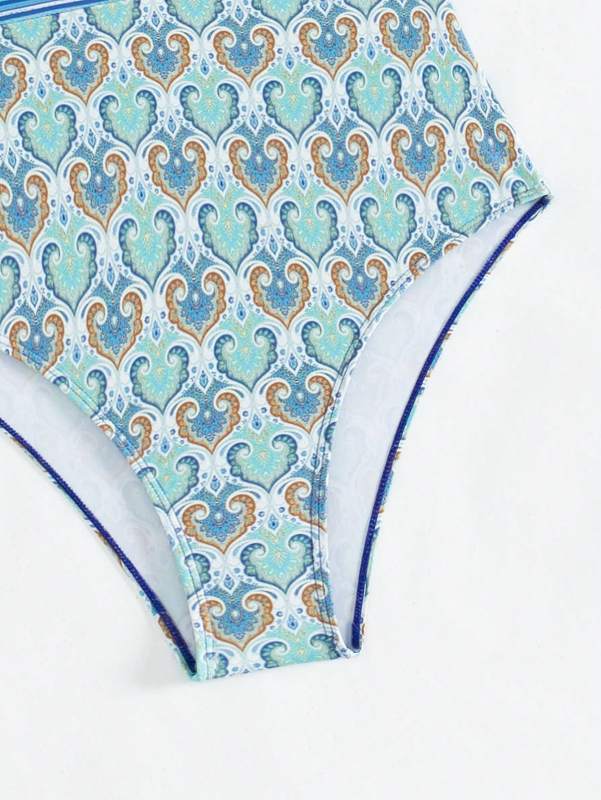 Close-up of royal blue swimsuit pattern