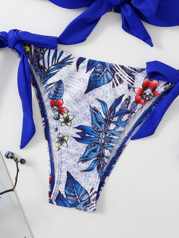 Close-up of blue printed bikini bottom