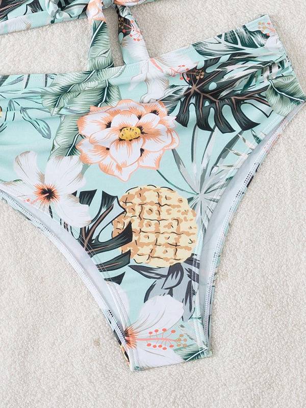 Close-up of floral print bikini bottom