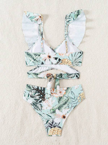 Back view of floral print two-piece bikini