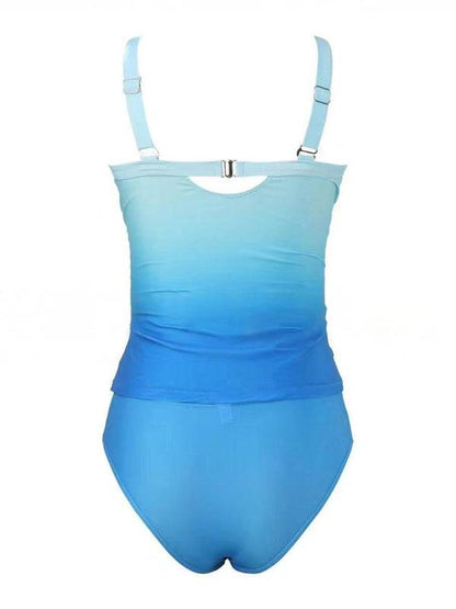 Blue gradient strapless swimsuit back view