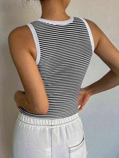 Y2K sexy sweet and spicy knitted striped contrasting top vest bottoming shirt