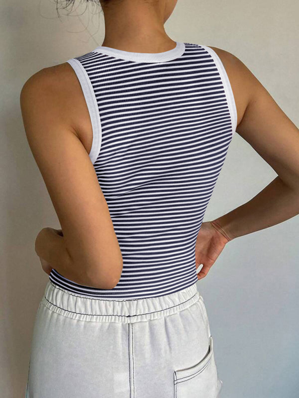 Y2K sexy sweet and spicy knitted striped contrasting top vest bottoming shirt