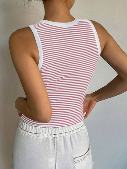 Y2K sexy sweet and spicy knitted striped contrasting top vest bottoming shirt