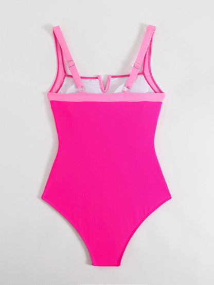 Contrast color one-piece swimsuit sexy bikini