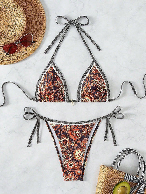 Sexy bikini set with multi-color floral print