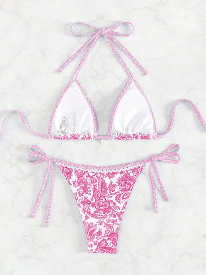 Sexy bikini set with multi-color floral print
