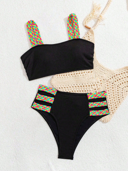 Multicolor mixed style braided bikini