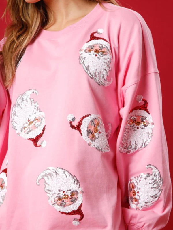 Vêtements de Noël Sweat-shirt à paillettes de Noël pour femmes 