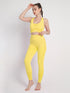 Yellow seamless dotted sports suit with racerback bra