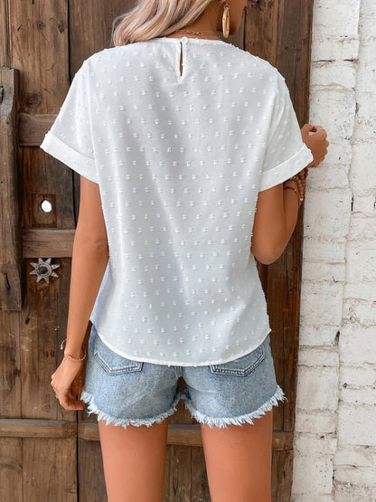Lace short-sleeved T-shirt loose all-match top
