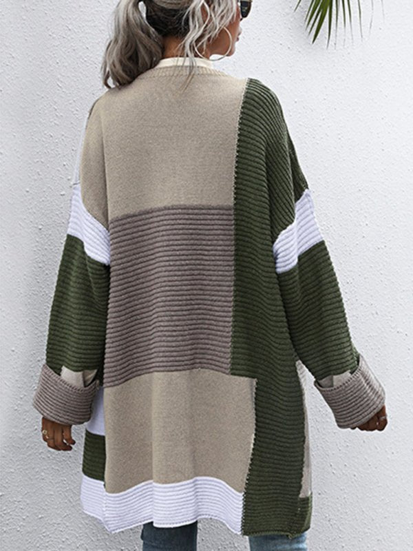 Style paresseux épaissi automne et hiver long tricoté cardigan pull manteau femmes
