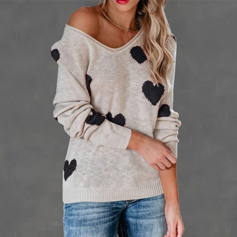 Pull en tricot à col en V Love Valentine&