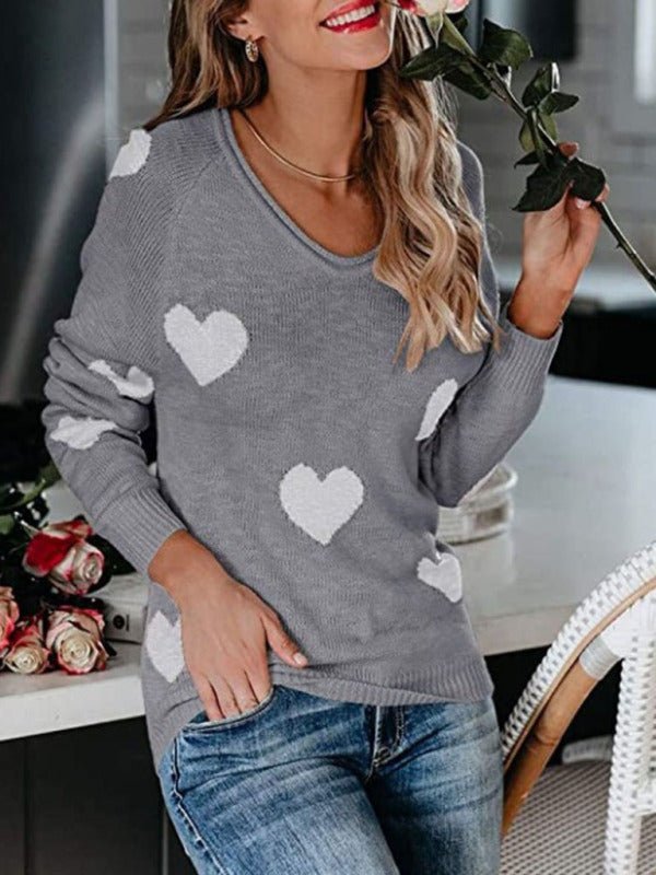 Pull en tricot à col en V Love Valentine&