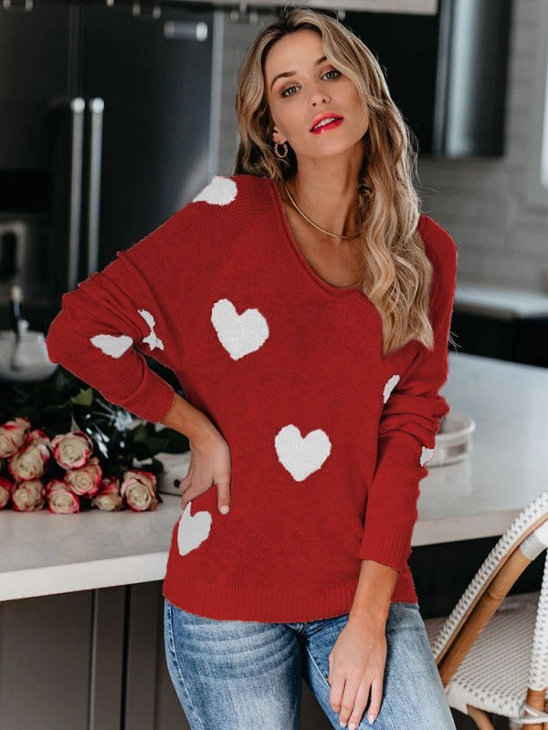 Pull en tricot à col en V Love Valentine&