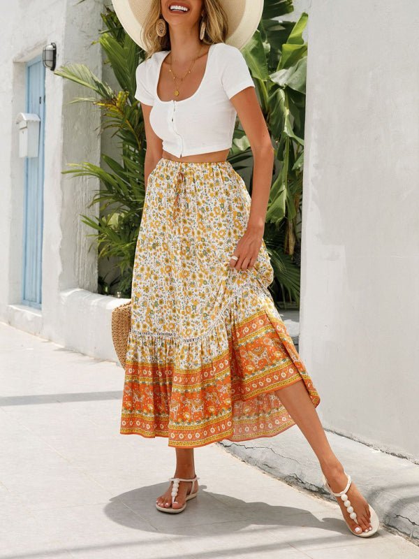 Jupe maxi en coton bohème Beach Resort 