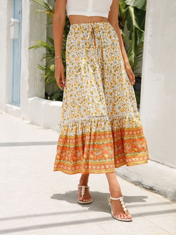 Jupe maxi en coton bohème Beach Resort 