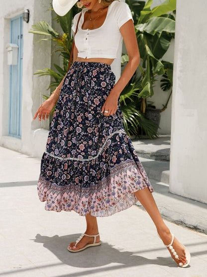 Maxi Cotton Bohemian Beach Resort Skirt