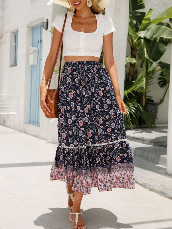 Jupe maxi en coton bohème Beach Resort 