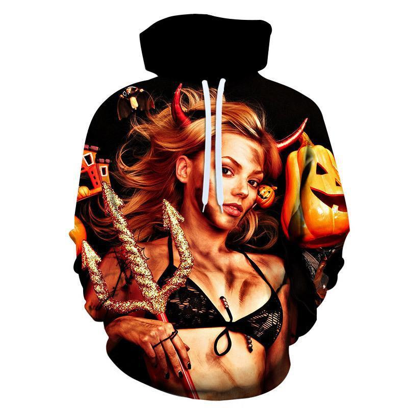 Kürbis Halloween 3D Digitaldruck Hoodie 