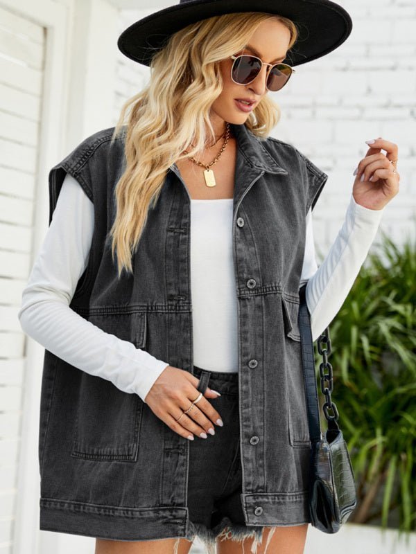 New denim vest vest summer fashion trend denim sleeveless vest