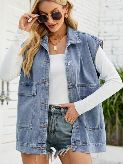 New denim vest vest summer fashion trend denim sleeveless vest