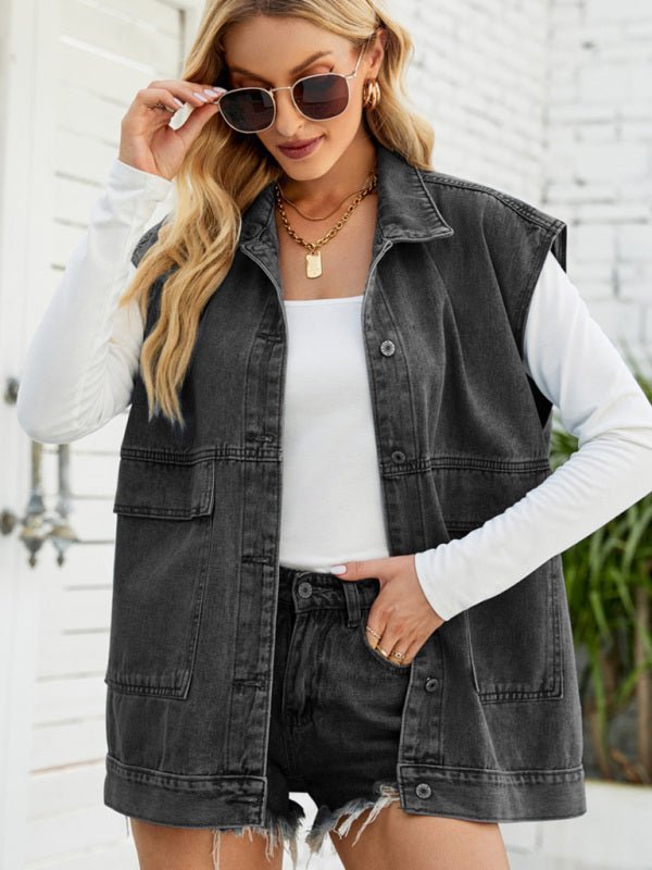 New denim vest vest summer fashion trend denim sleeveless vest